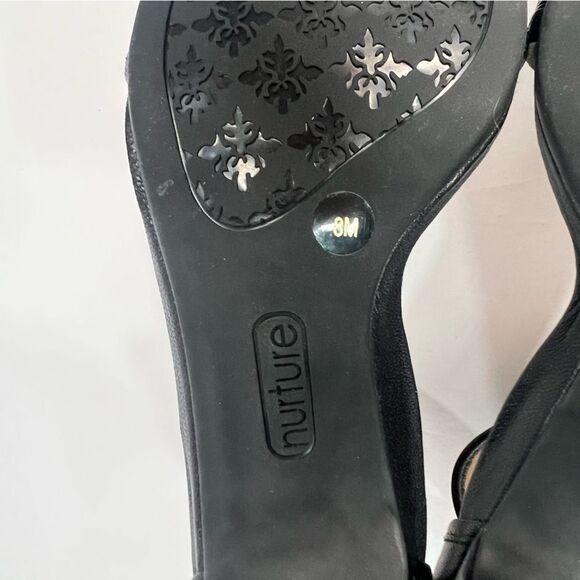 New! Nurture Leila Leather Slip On Cushioned Open Toe Women’s Heeled Sandals 8M - Picture 9 of 10